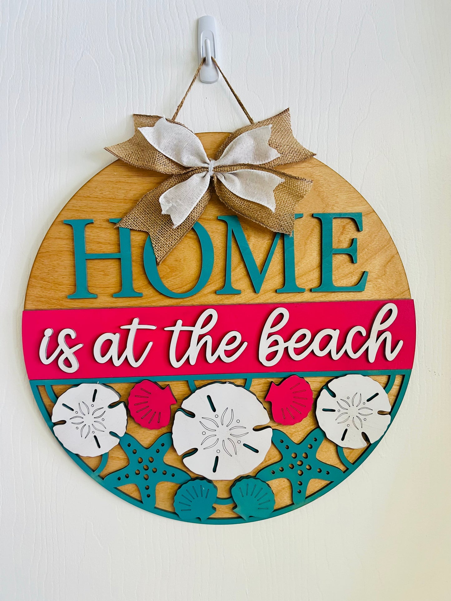 Home is at the beach door hanger