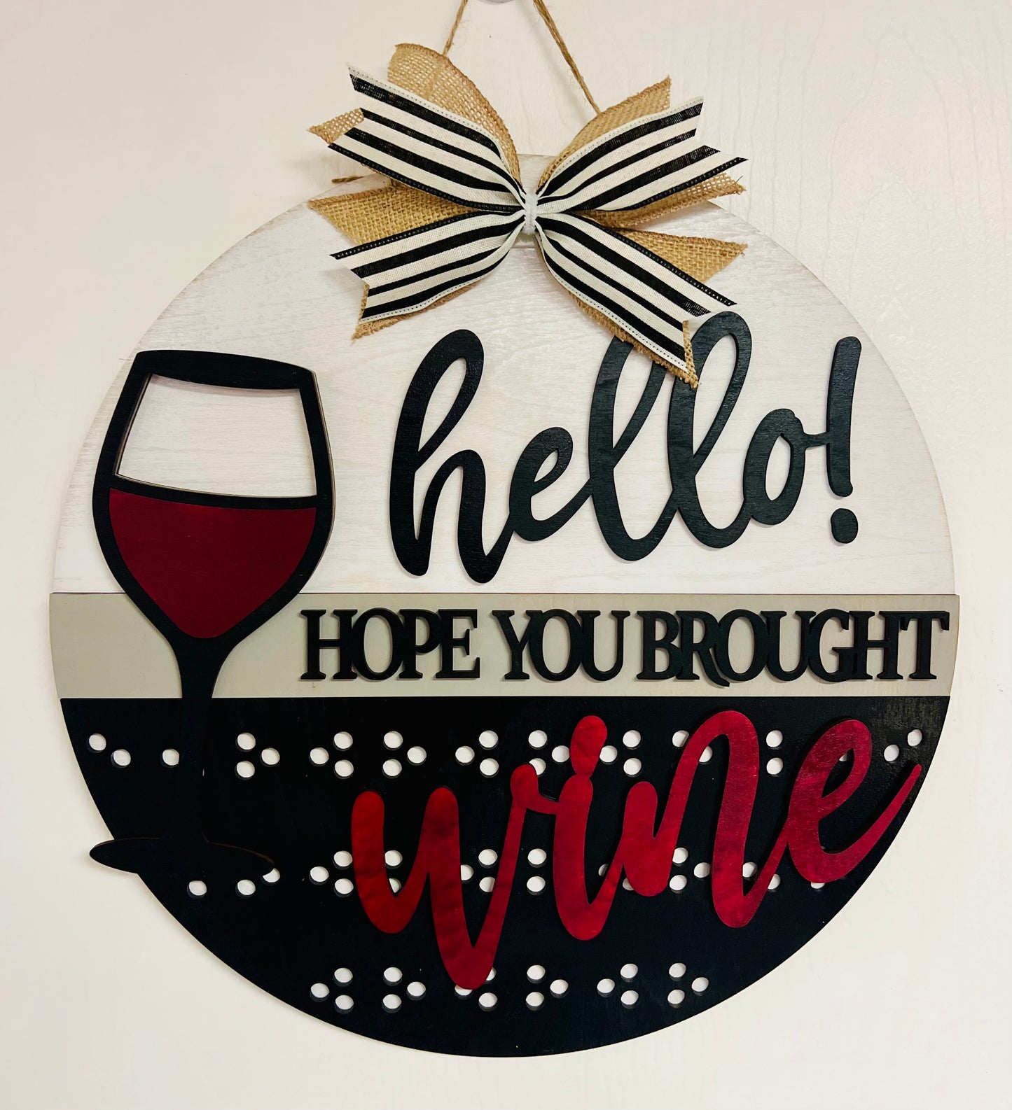 Hello Wine Door Hanger