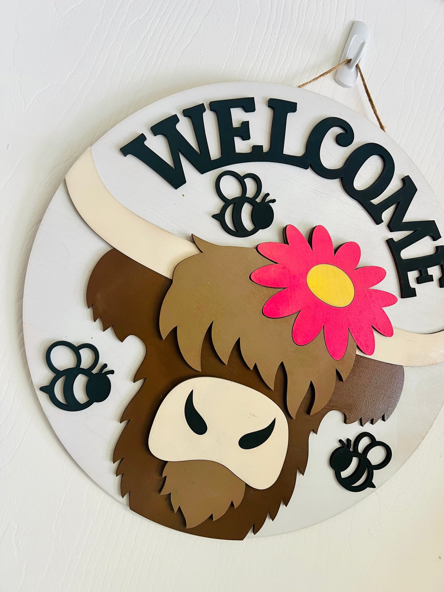 Welcome Highland Cow Door Hanger