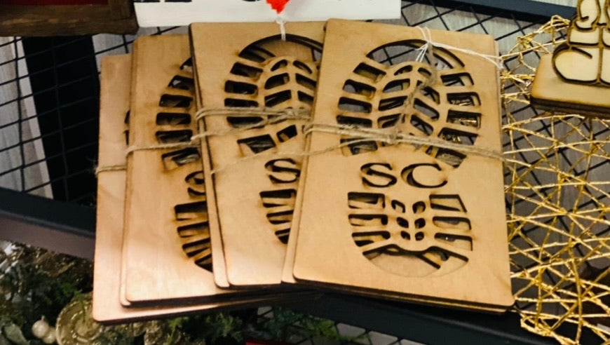 Santa footprint stencils