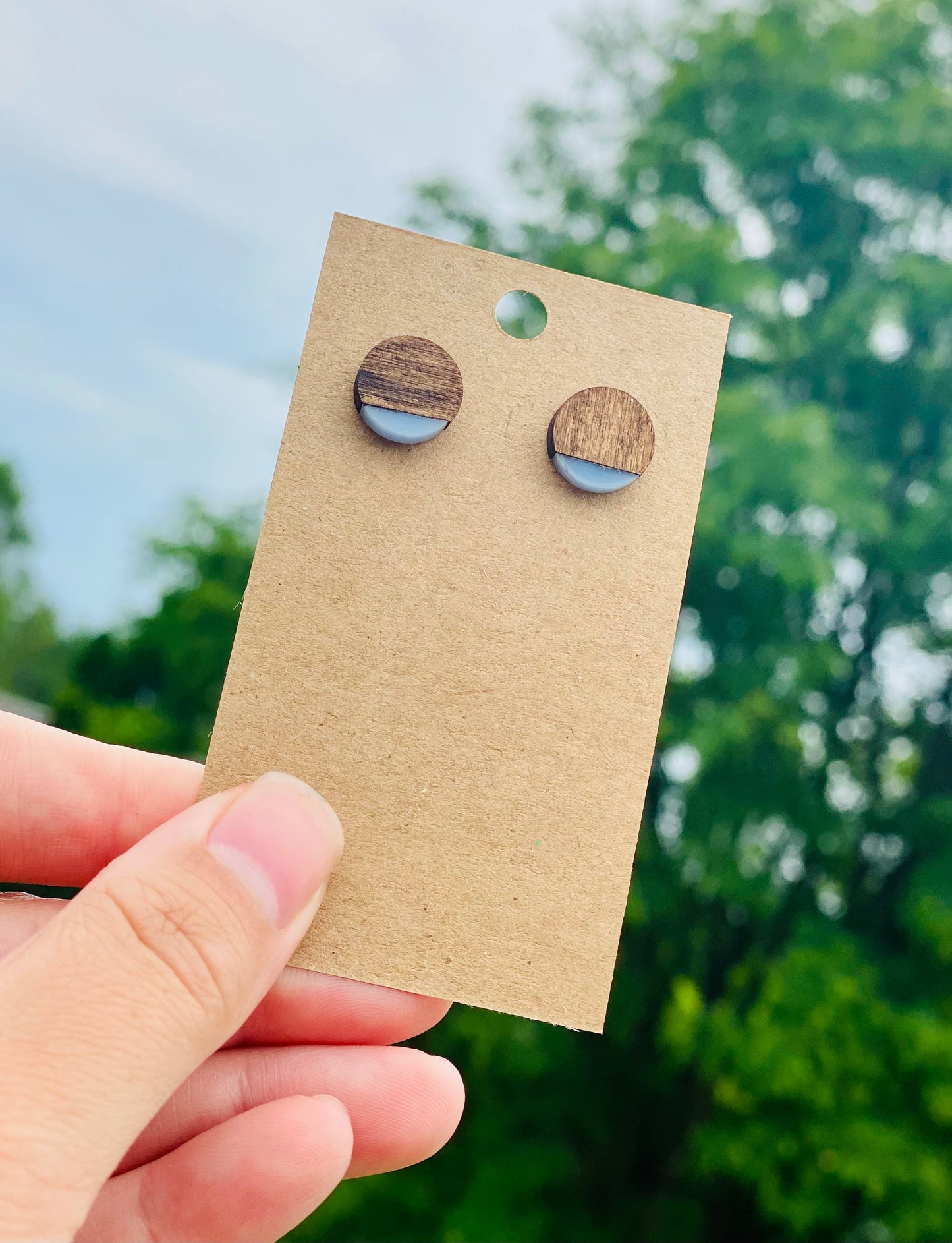 Round wood earings