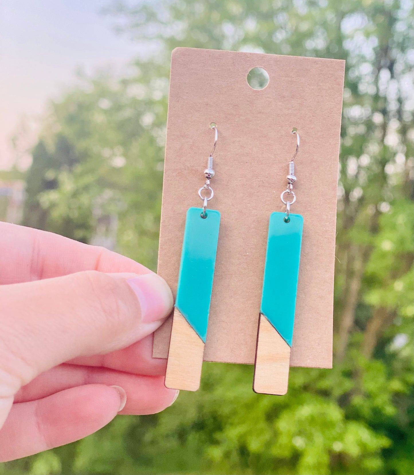 Teal acrylic/natural wodo