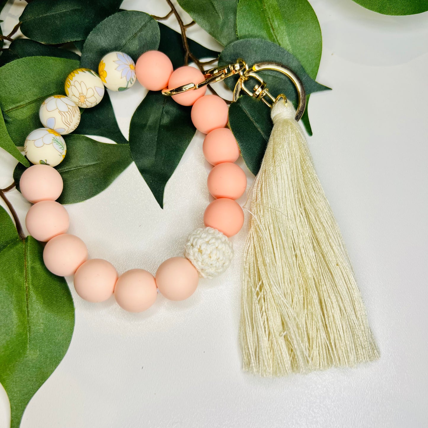 Yellow Floral Keychain Wristlet