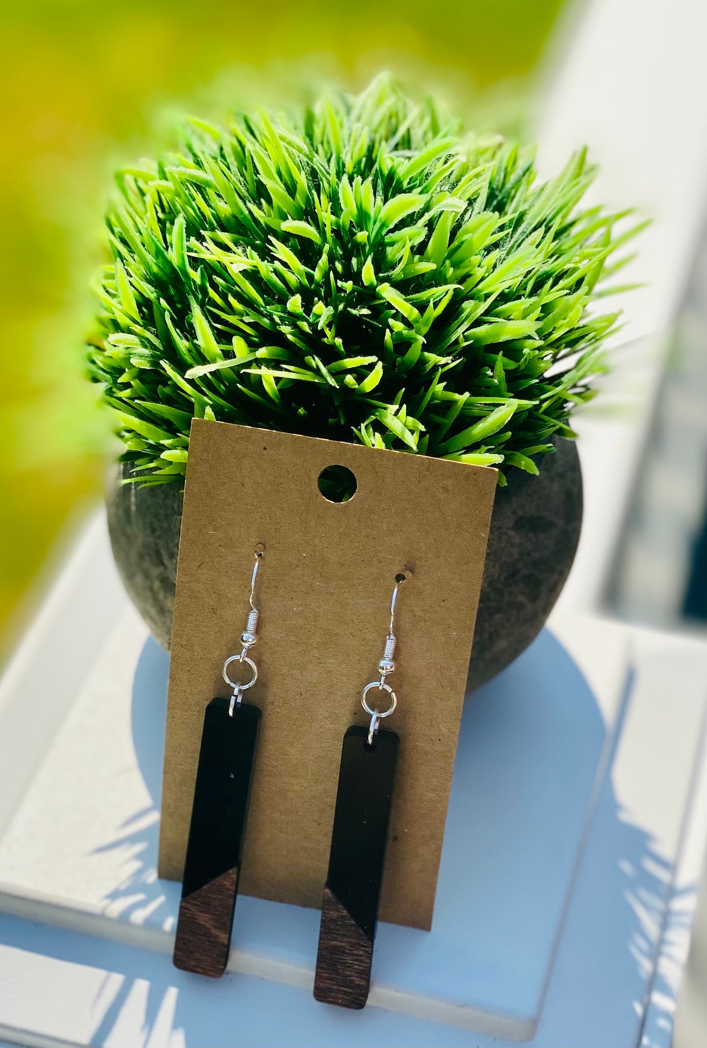Dark walnut/black acrylic earrings