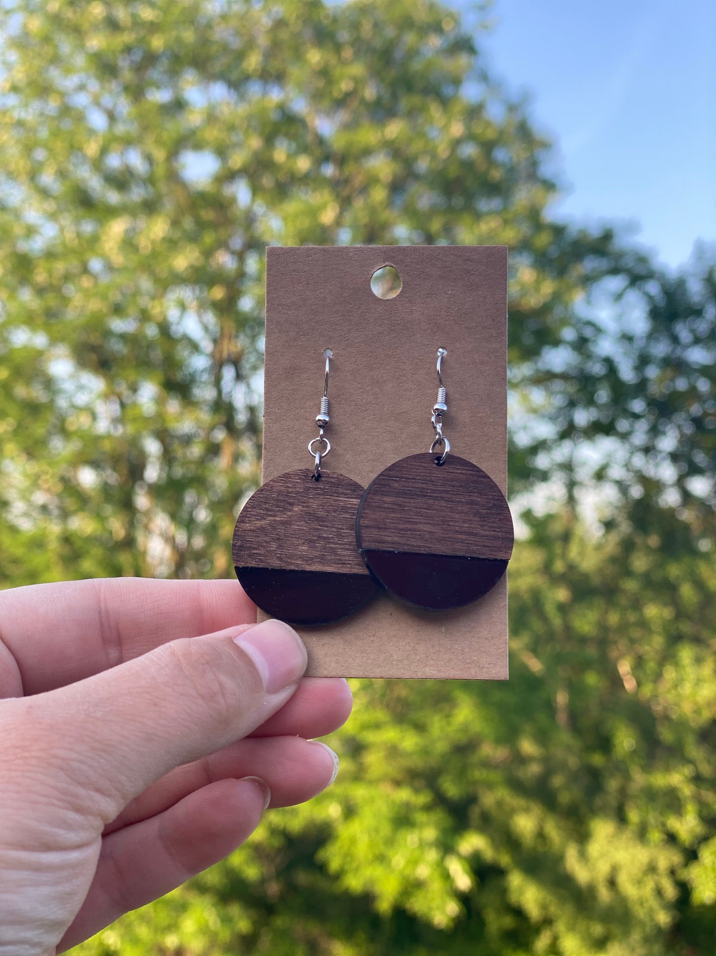 Dark walnut/black acrylic circles