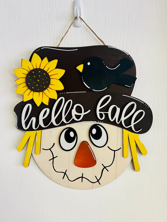 Hello Fall Scarecrow Door Hanger