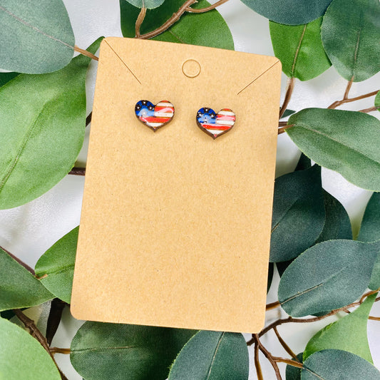 Patriotic Heart Studs