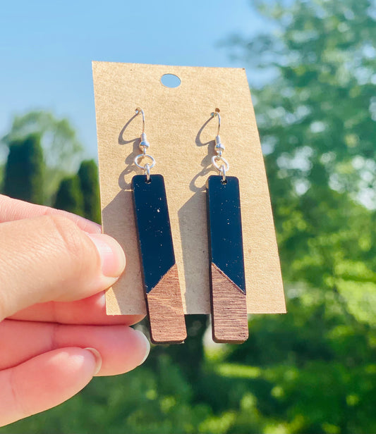 Dark walnut/black acrylic earrings