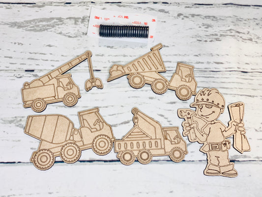 Construction Truck Magnet Set